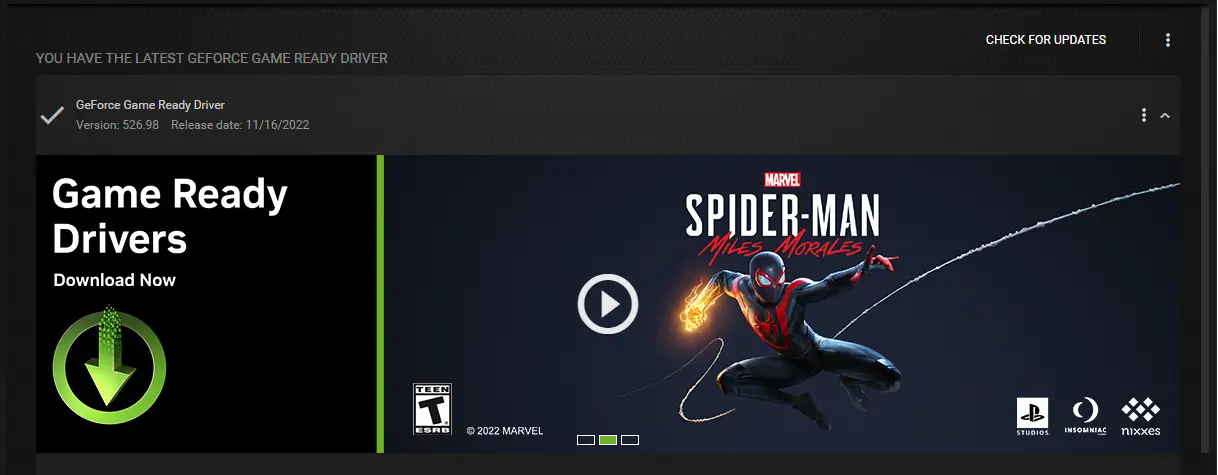 Nvidia released Game Ready Driver for Spider-Man Miles Morales