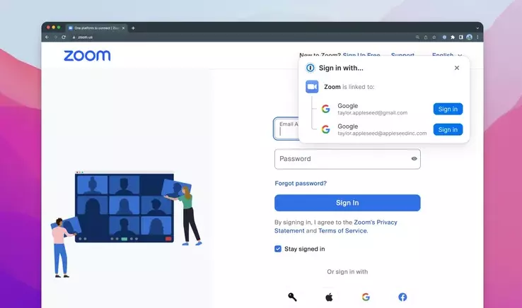1Password browser extension new 'sign in with' feature