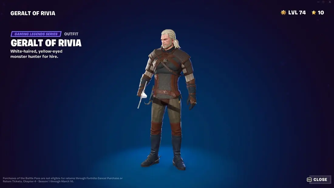 Fortnite Chapter 4 Witcher Geralt